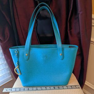 Polo Ralph Lauren aqua leather shoulder handbag
